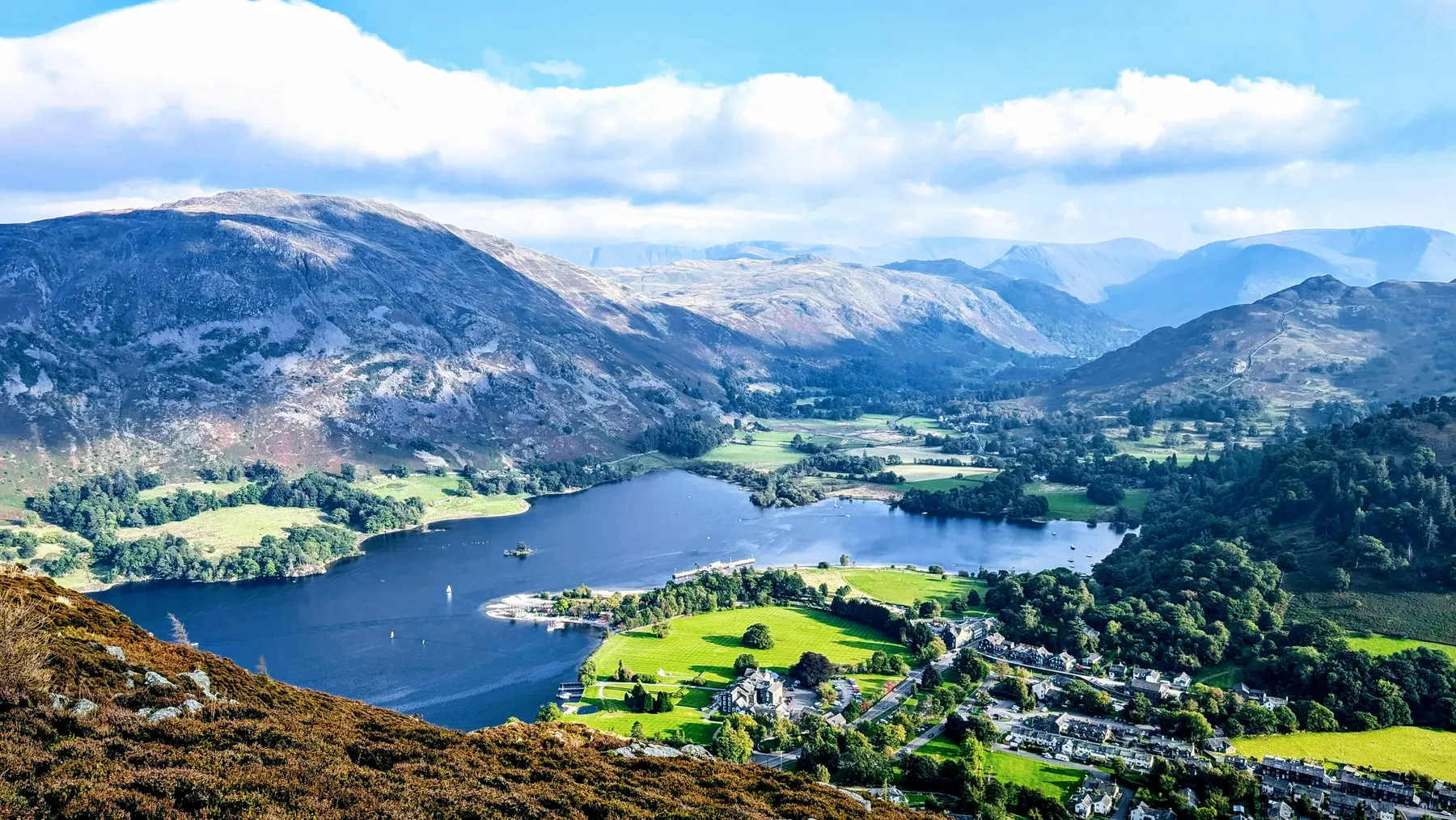 View across Ullswater and the surrounding fells from Glenridding Dodd